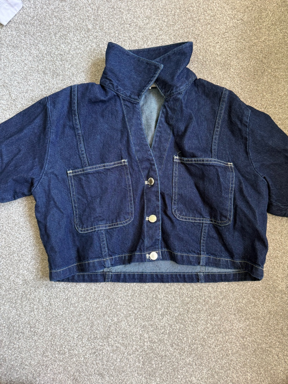 Zara Dark Blue Cropped Denim Jacket